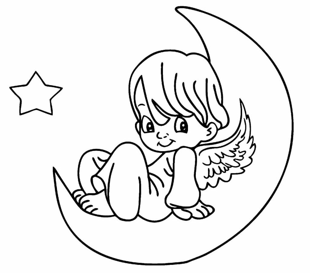 lindos desenhos para colorir de anjinhos e anjinhas simples e faceis 3