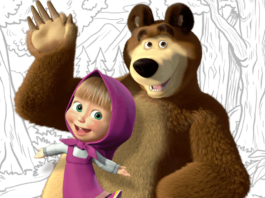 masha e o urso para colorir