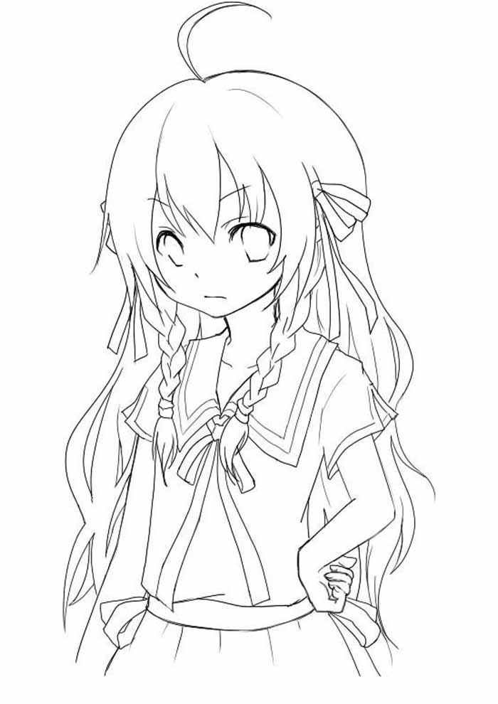 menina anime para colorir