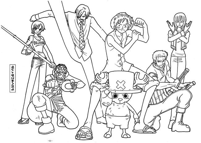 one piece anime para colorir