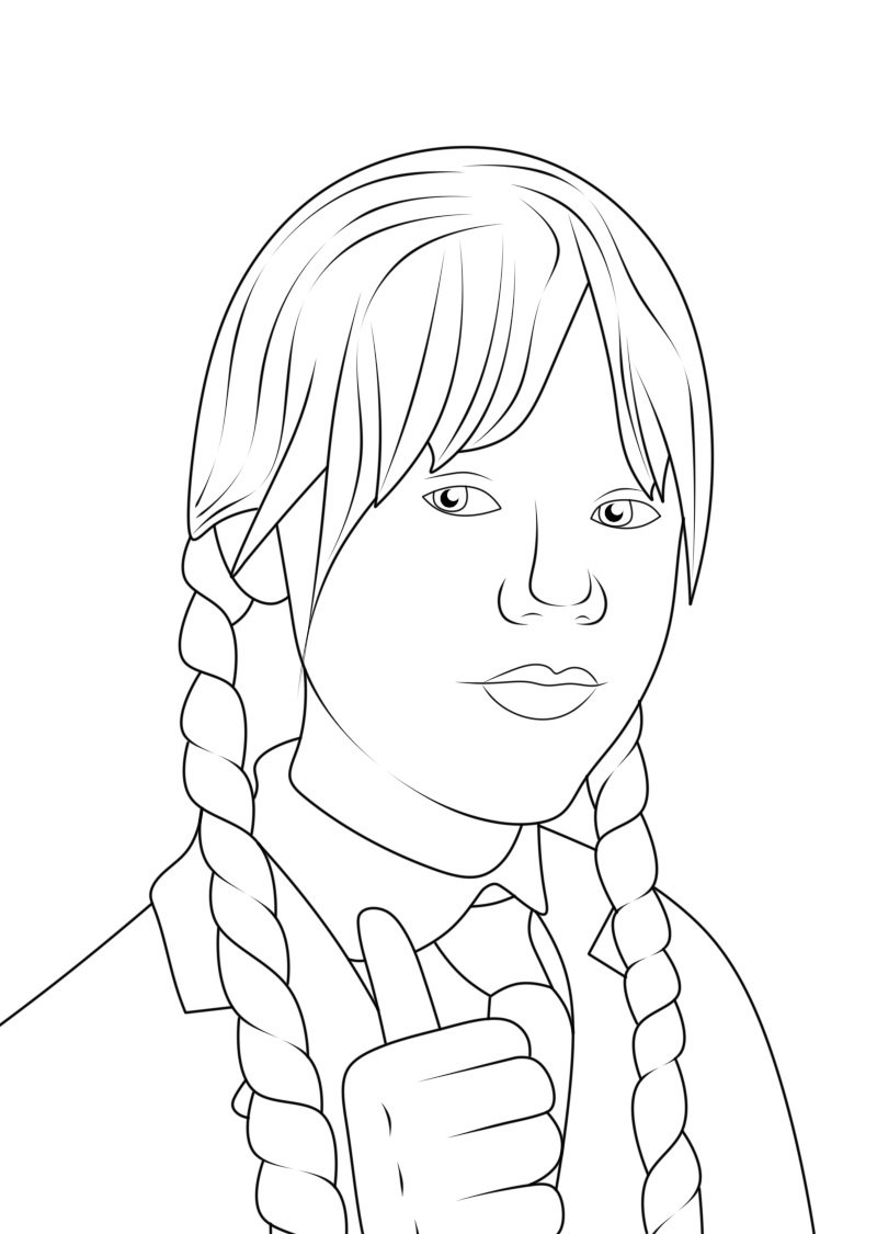 Desenhos da Wandinha para Colorir e Imprimir - Aprender a Desenhar