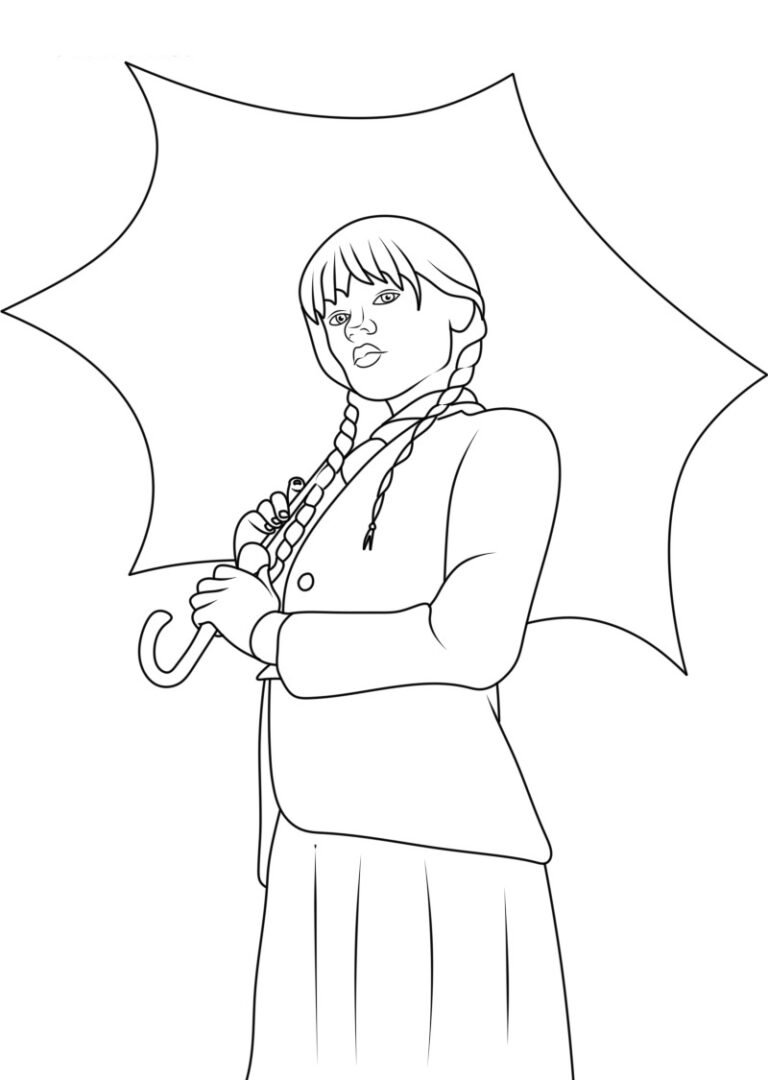 Desenhos da Wandinha para Colorir e Imprimir - Aprender a Desenhar