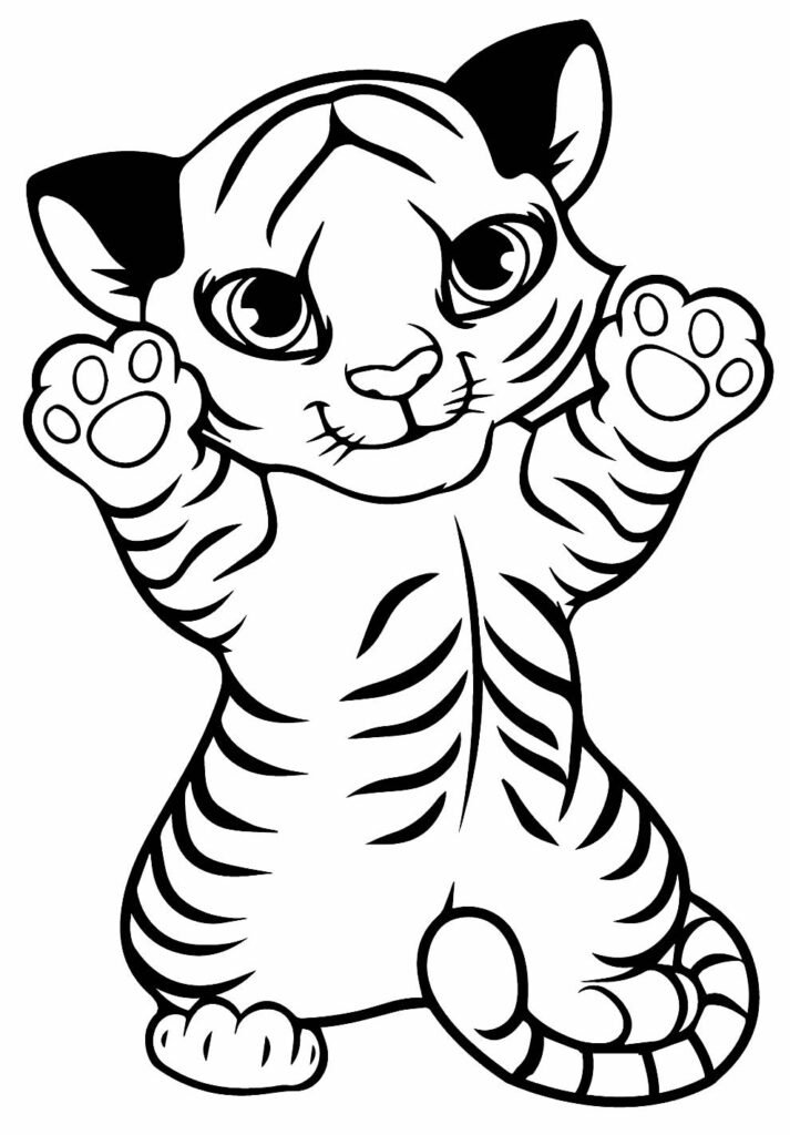 desenho de tigre para pintar e colorir 1400