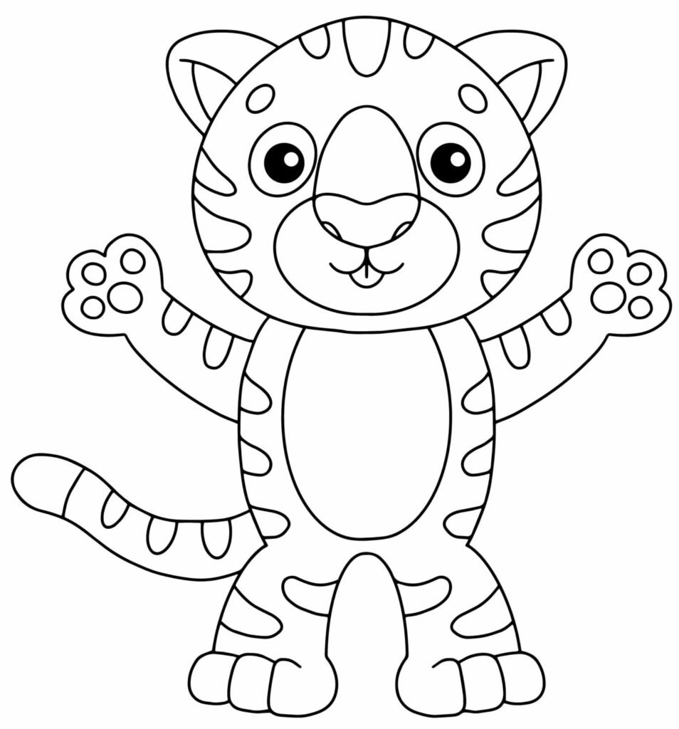 desenho de tigre para pintar e colorir 35