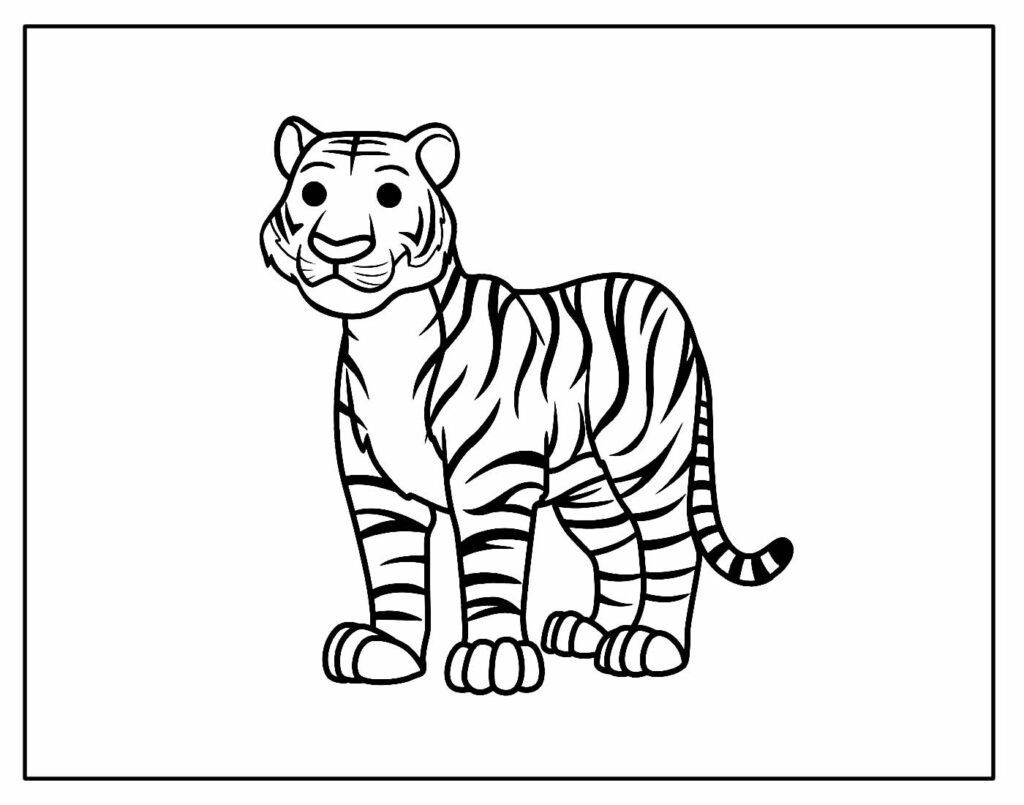 desenho para colorir e pintar de tigre 12
