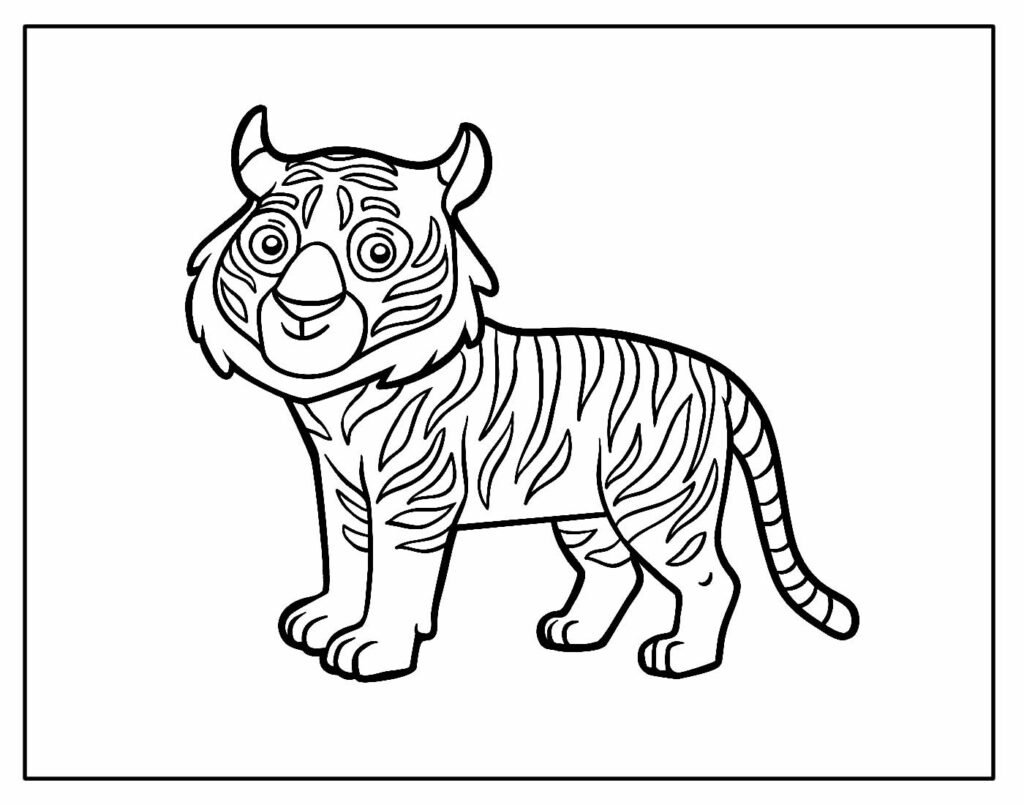desenho para colorir e pintar de tigre 13