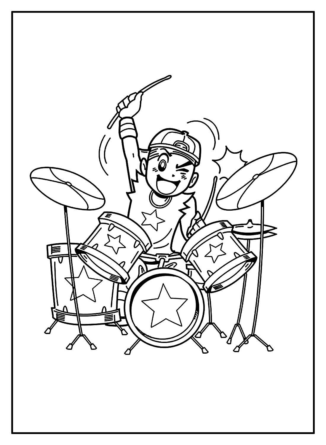 Desenhos de Bateria para Colorir e Imprimir - Aprender a Desenhar