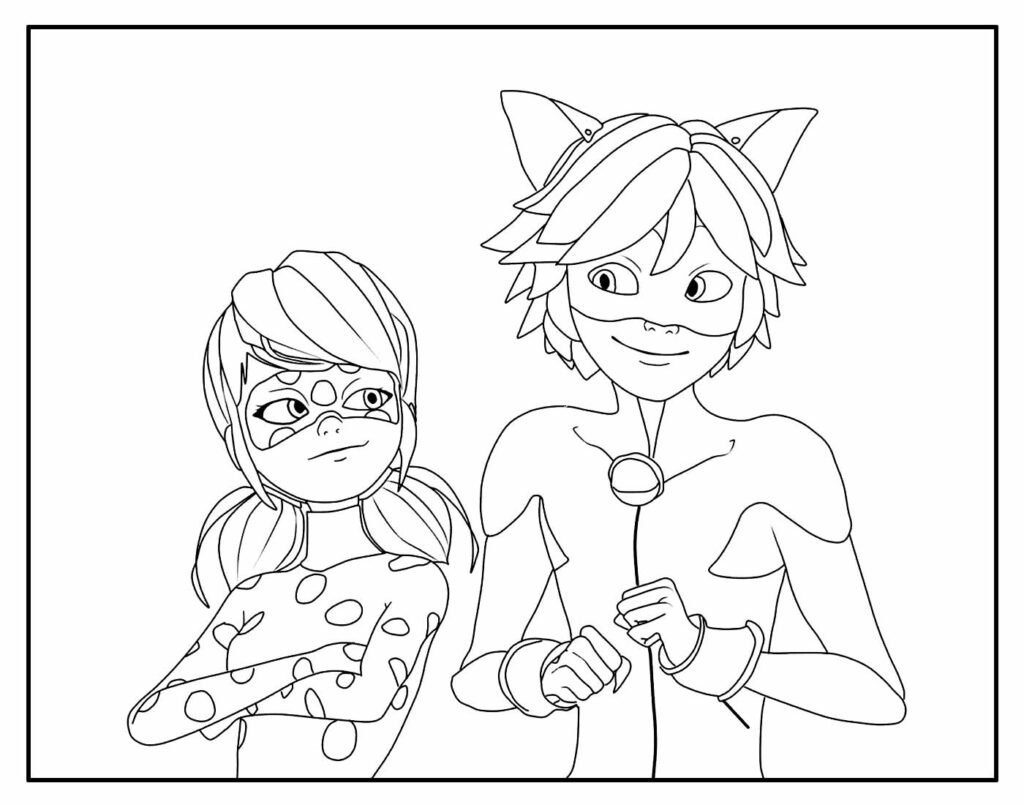 desenhos de catnoir e ladybug para pintar e colorir em casa 1