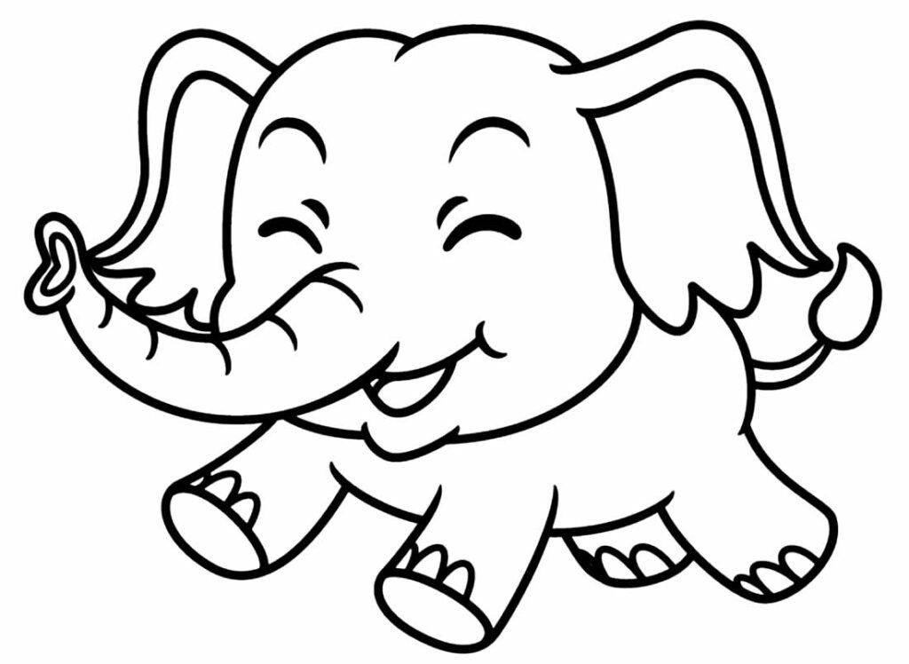 desenhos de elefante para pintar e colorir simples 1