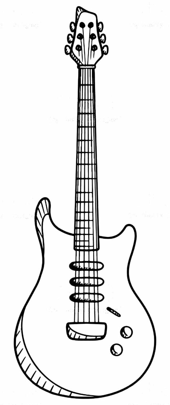 Desenhos de Guitarra para Colorir e Imprimir - Aprender a Desenhar
