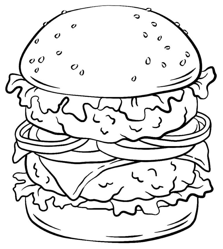 Desenhos de Hambúrguer para Colorir e Imprimir - Aprender a Desenhar
