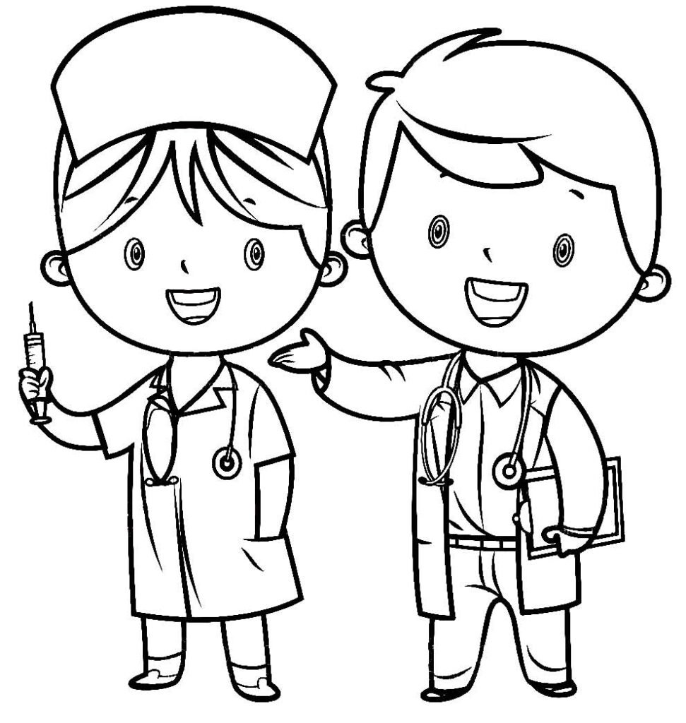 Desenhos de Médico para colorir - Bora Colorir