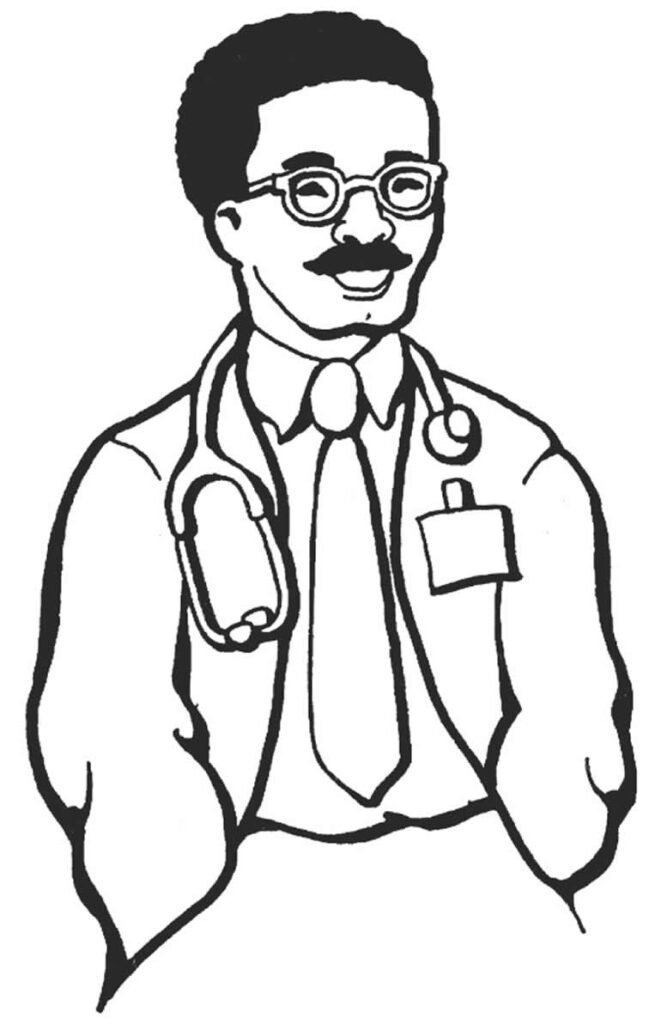 Desenho de médico masculino para colorir