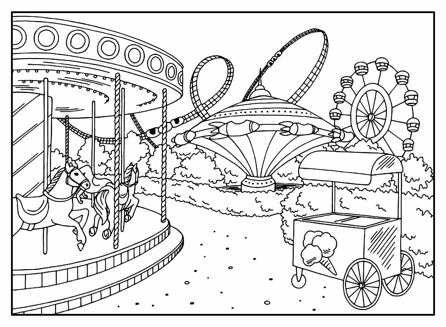 Desenhos de Parque de Diversões para Colorir e Imprimir - Aprender a ...