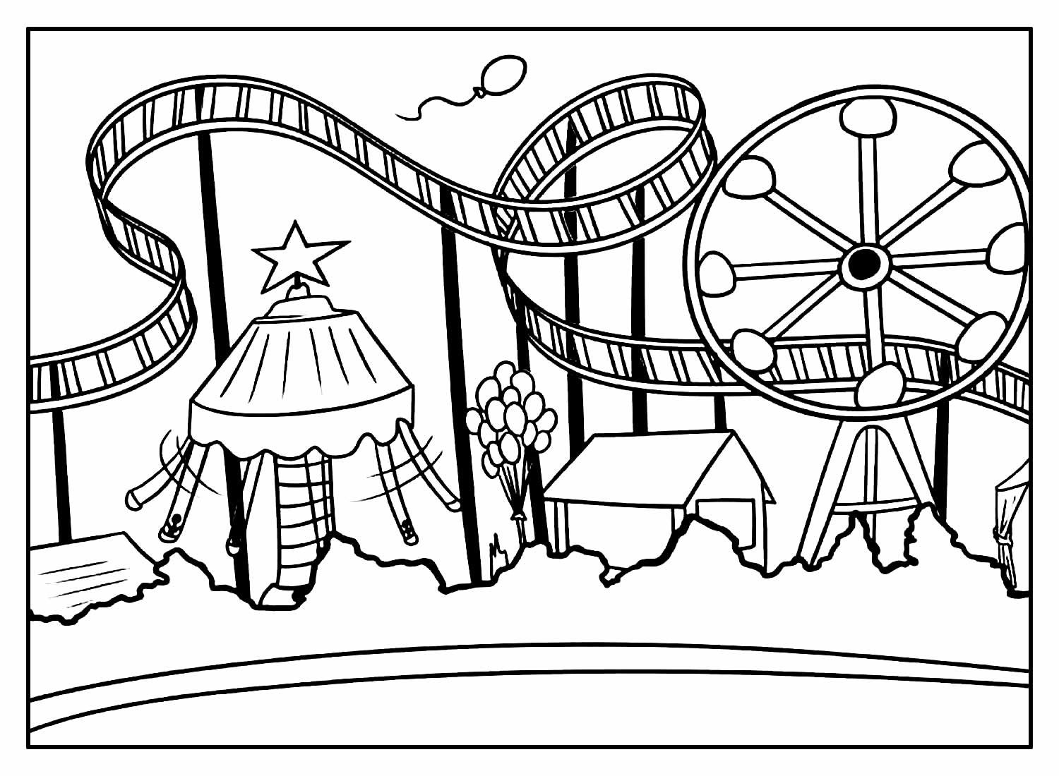 Desenhos de Parque de Diversões para Colorir e Imprimir - Aprender a ...