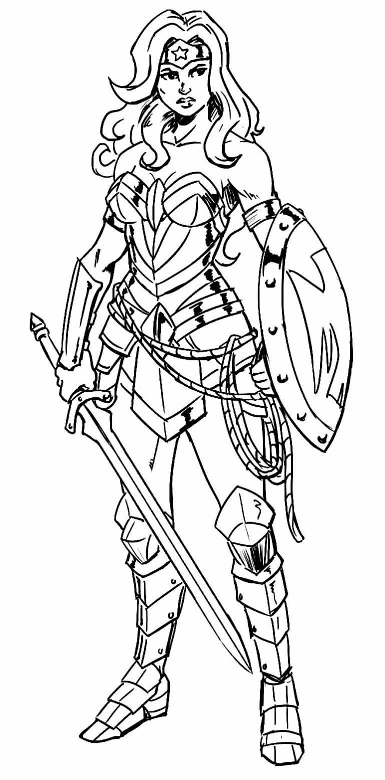 Desenhos da Mulher-Maravilha para Colorir e Imprimir - Aprender a Desenhar