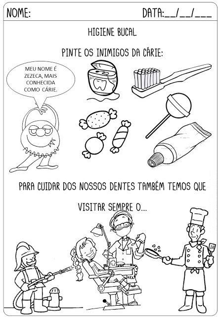Atividades sobre Higiene carie