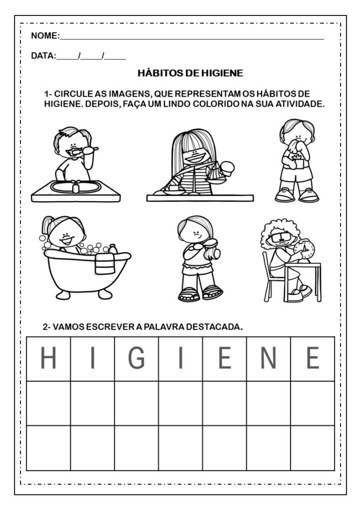 Atividades sobre Higiene habitos