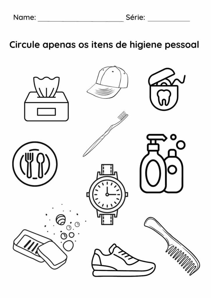 Atividades sobre itens de Higiene Atividades sobre itens de Higiene