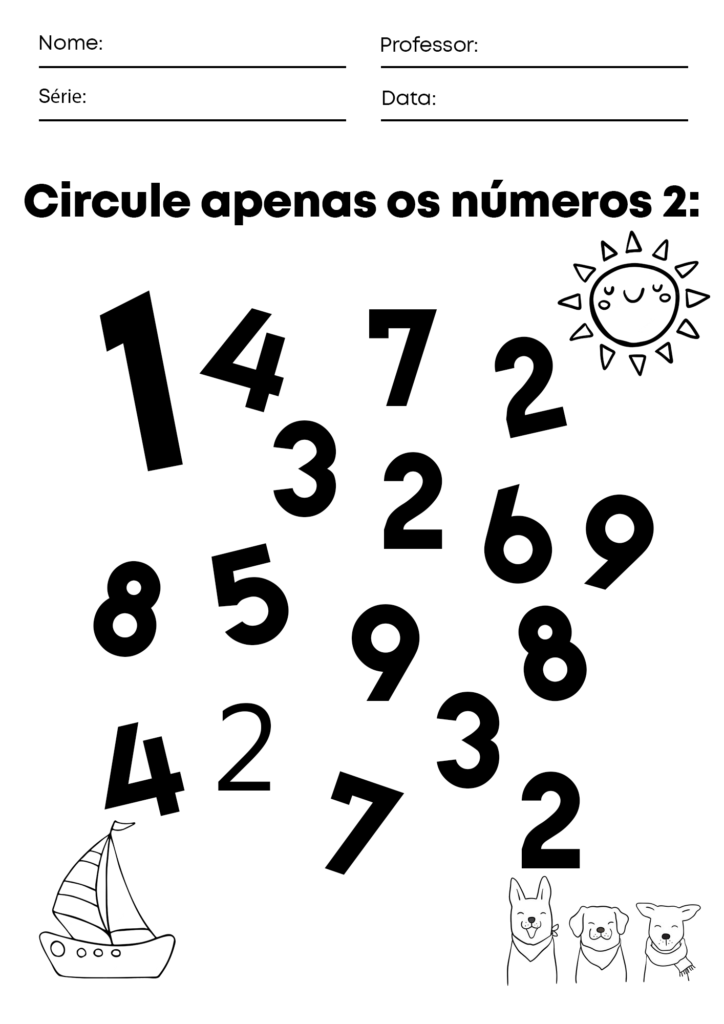 Atividade de circular o numero 2