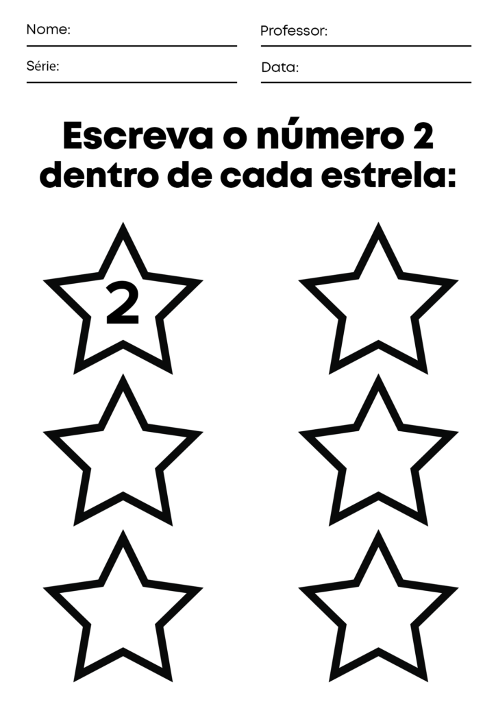 Atividade de escrever o numero 2