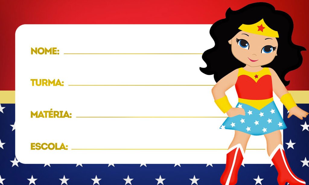 cracha educacao infantil mulher maravilha