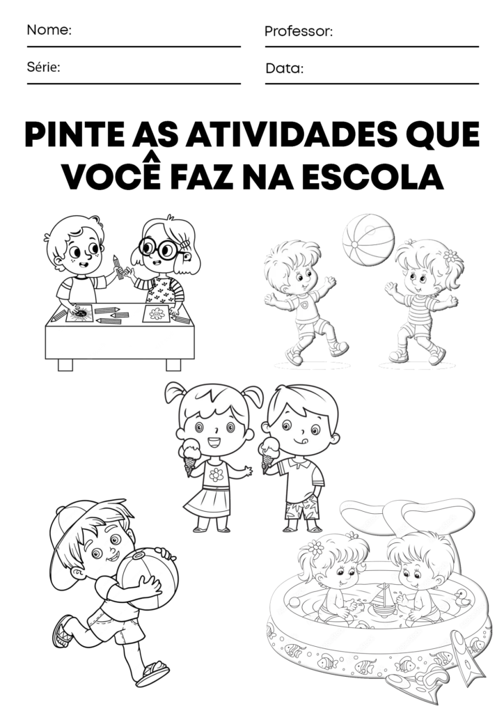 Atividade sobre a escola educação infantil