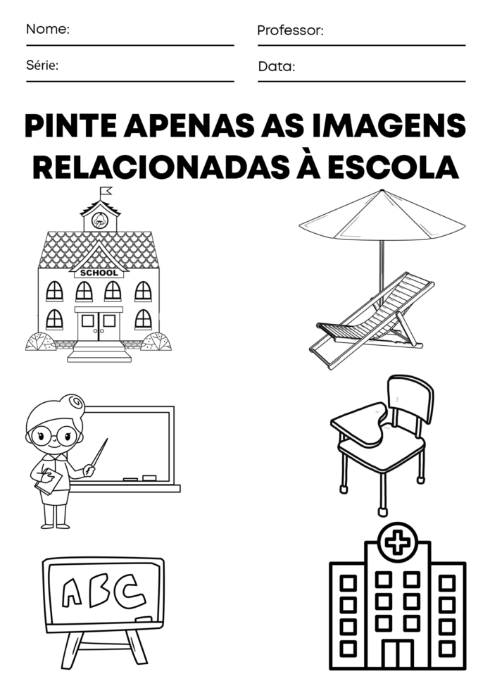 10 Atividades sobre a escola para educação infantil para imprimir