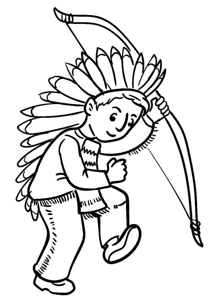 Desenhos de Índio para Colorir e Imprimir (Dia dos Povos Indígenas)