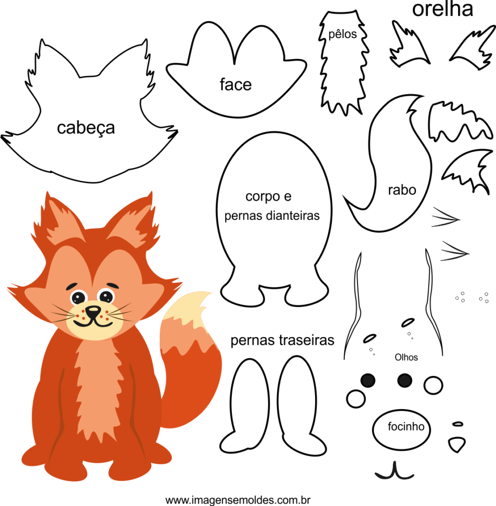 raposa molde de animais raposa molde de animais