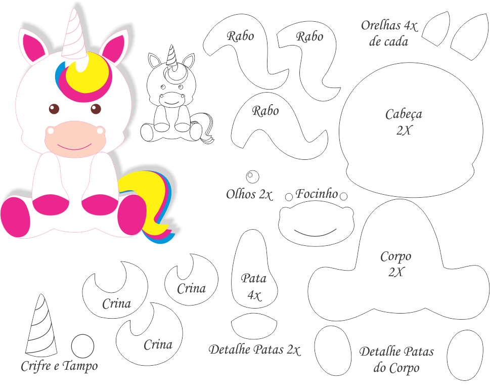 unicornio molde de animais