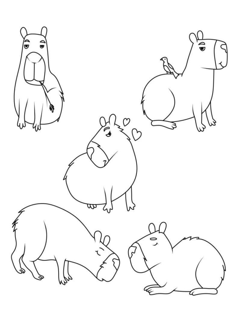 Desenhos de Capivara para Colorir e Imprimir