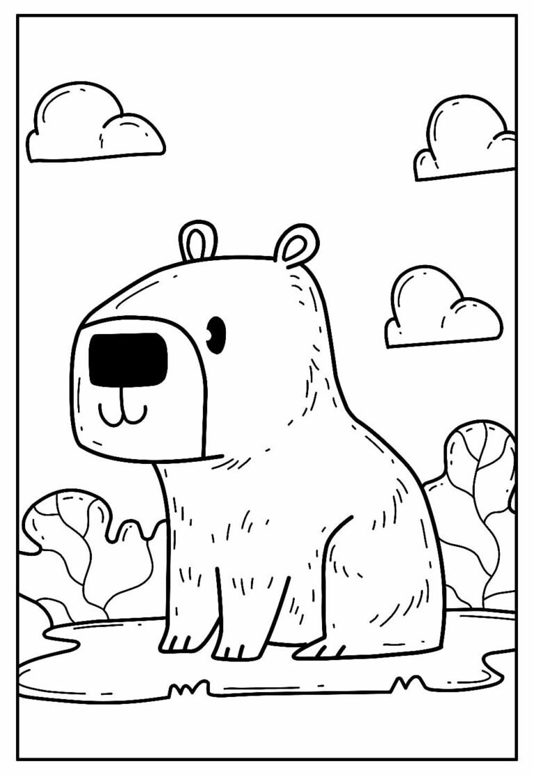 Desenhos de Capivara para Colorir e Imprimir