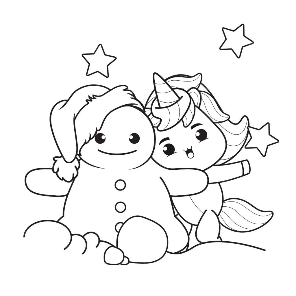 Desenhos Carinhosos e Kawaii de Natal para Colorir