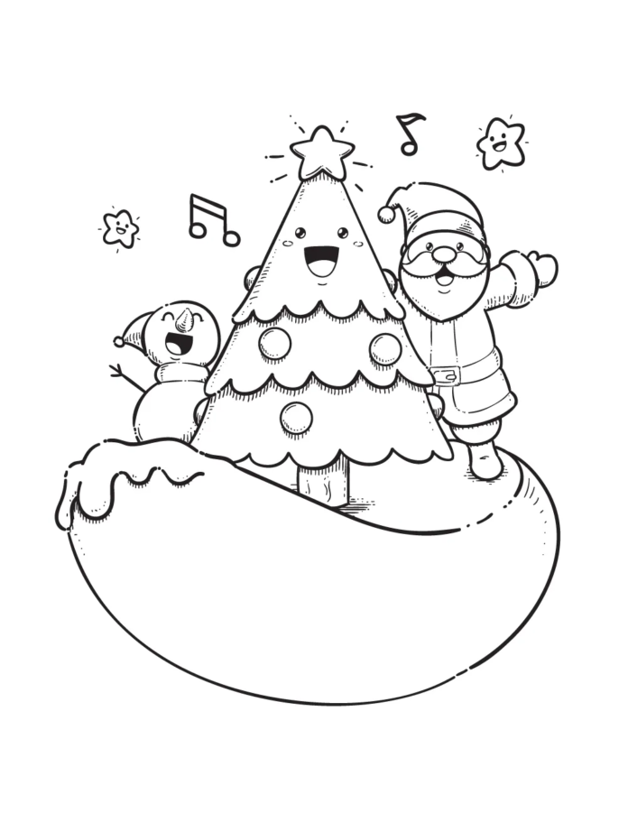 Desenhos Fofos de Natal para Colorir e Imprimir