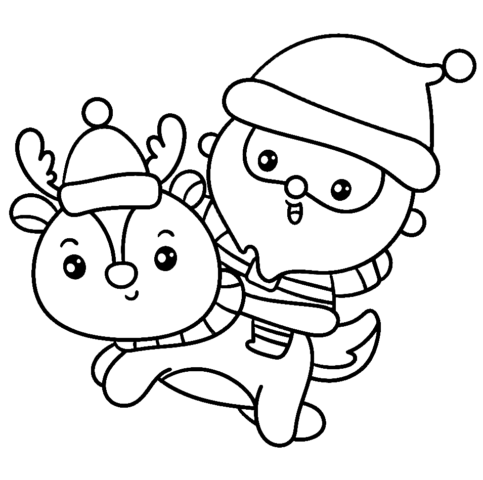 Desenhos Kawaii e Divertidos de Natal para Colorir