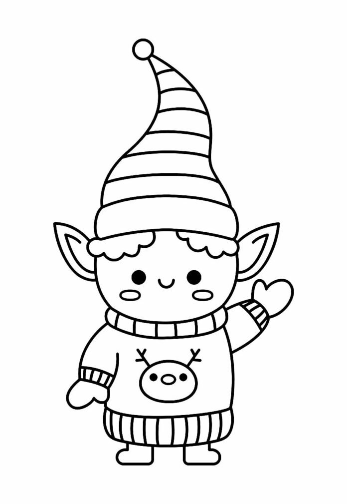 Desenhos Kawaii de Natal para Colorir e Imprimir