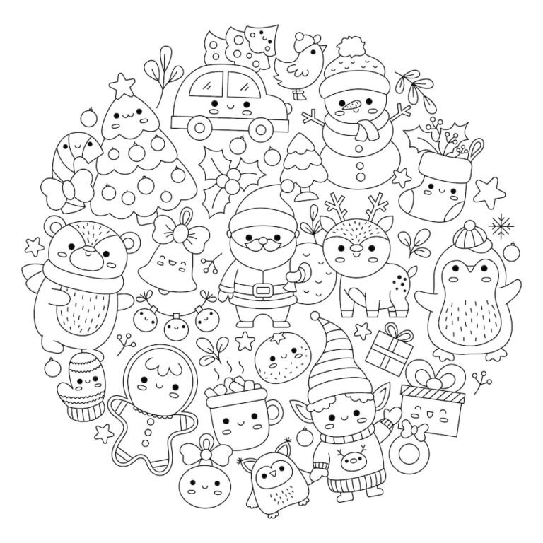 Desenhos Fofos de Natal para Colorir e Imprimir