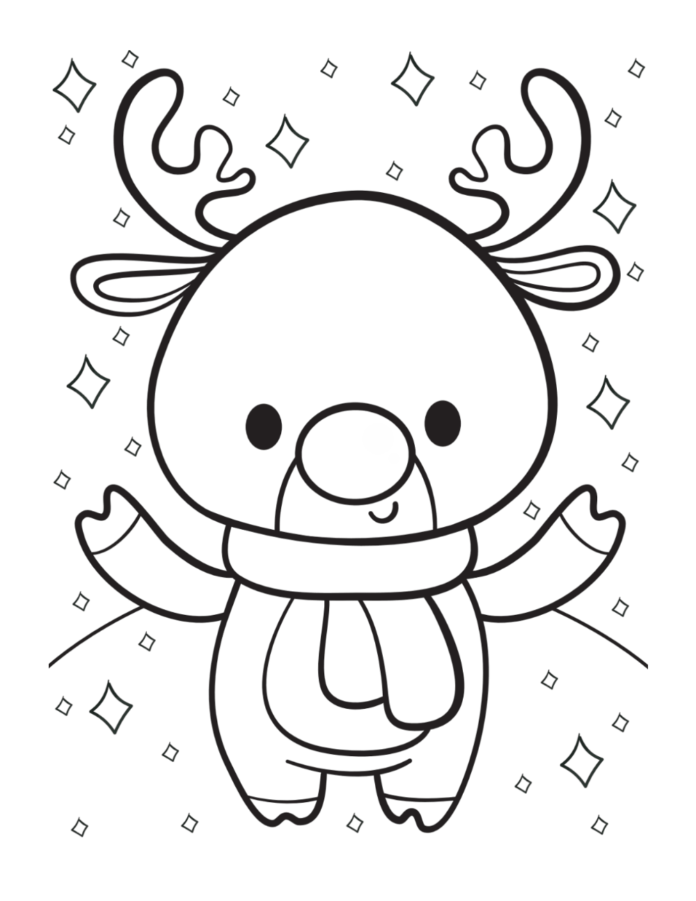 Desenhos Kawaii de Natal para Colorir e Imprimir