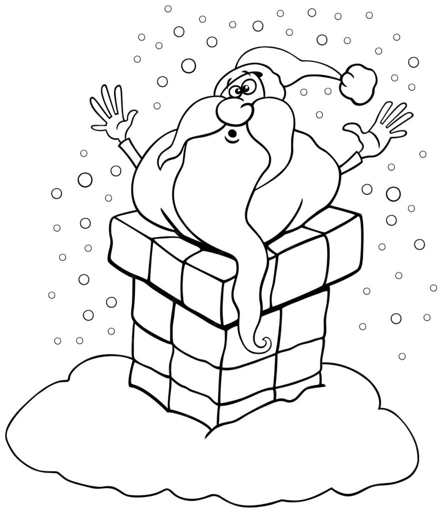 Ilustrações do Papai Noel Descendo a Chaminé para Pintar Ilustrações do Papai Noel Descendo a Chaminé para Pintar