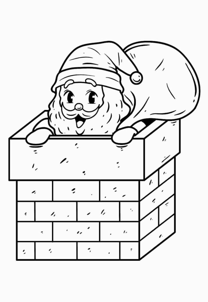 Ilustrações do Papai Noel Descendo a Lareira para Colorir Ilustrações do Papai Noel Descendo a Lareira para Colorir