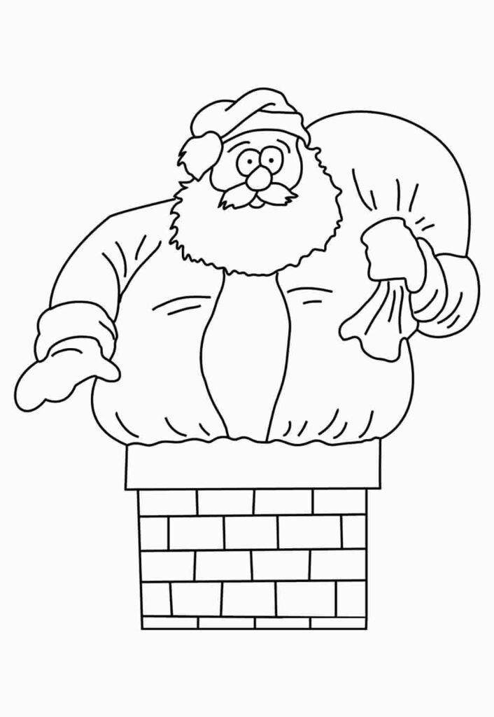 Ilustrações do Papai Noel na Chaminé para Colorir Livremente Ilustrações do Papai Noel na Chaminé para Colorir Livremente