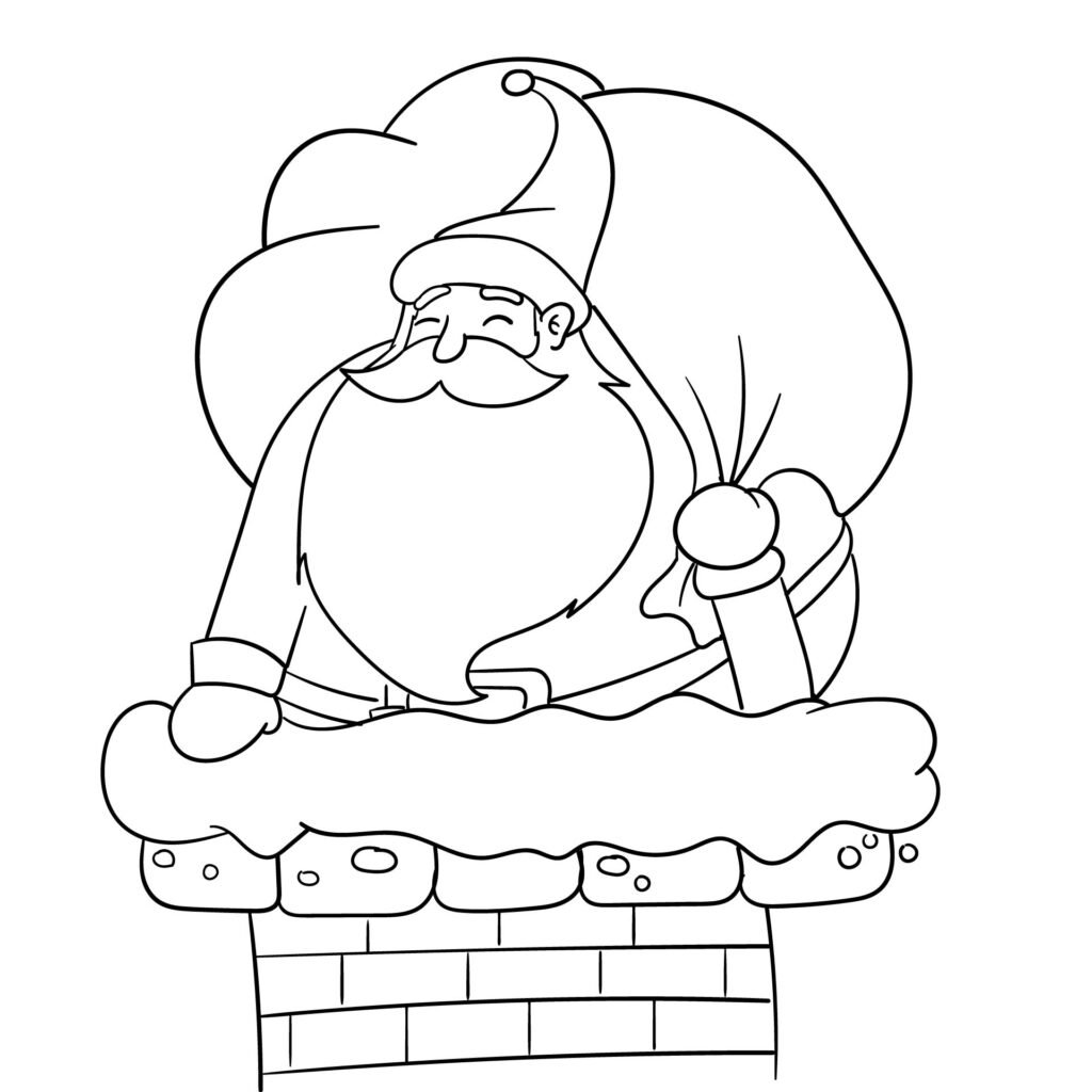 Imagens do Papai Noel Entrando na Chaminé para Colorir Imagens do Papai Noel Entrando na Chaminé para Colorir