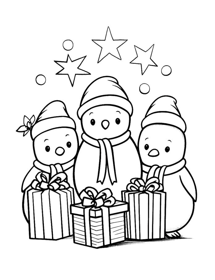 Desenhos Fofos de Natal para Colorir e Imprimir