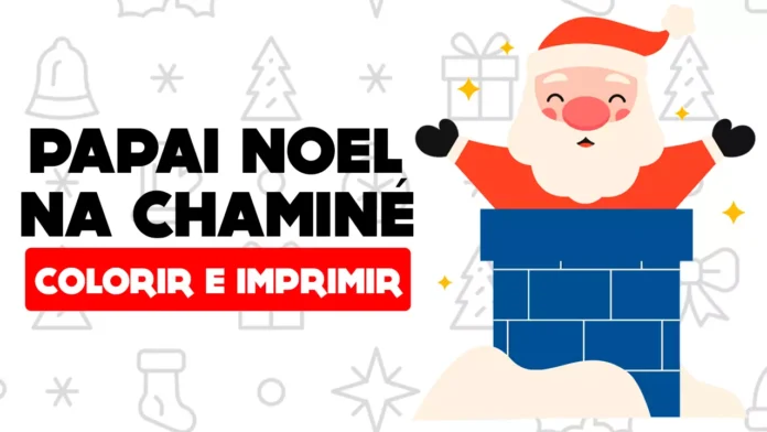 Papai Noel na Chaminé para colorir