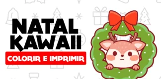 desenhos natal kawaii para colorir