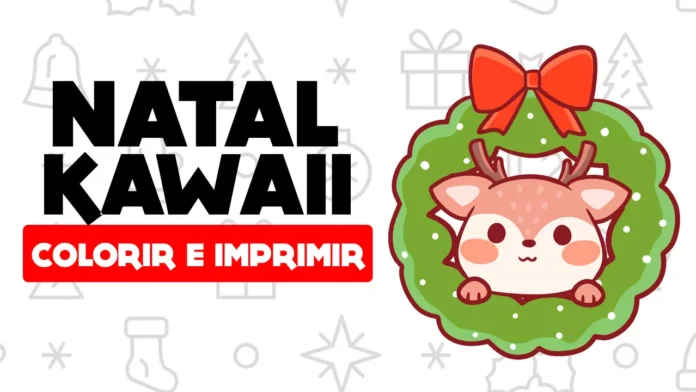 desenhos natal kawaii para colorir